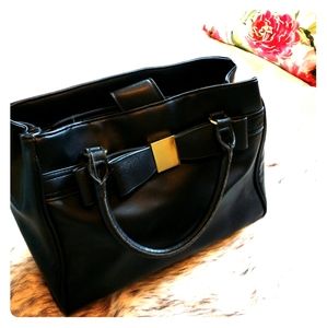 Classic Black Purse Gold & Bow Details